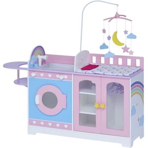 Teamson Kids - Olivia's Little World by Wooden Interactive 6-in-1 Baby Doll Changing Table Station Nursery Doll House Playset with 6 Accessories &