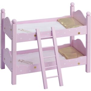TEAMSON KIDS Olivia's Little World 18 Doll Wooden Convertible Bunk Bed with Ladder, Pink - Purple/Gold