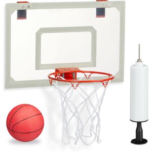 Relaxdays - Basketball For Indoors, Set With Ball & Pump, Backboard To Hang On Doors, No Drilling, Multicoloured