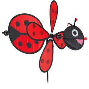 Ladybird Pinwheel, Windmill, Garden, Accessory, Childrens, Fun, Play, Toy, HxWxD: 76.5x36.5x51.5 cm, Red/Black - Relaxdays