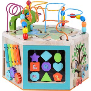 TEAMSON KIDS Preschool Play Lab Large Wooden Activity Learning 7side Cube - Multi-color - 40 x 41 x 41 cm