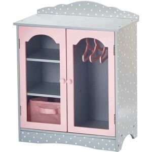 Teamson Kids - Olivia's Little World Polka Dot Princess Doll Wooden Shaker Wardrobe, Grey/Pink