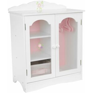 Teamson Kids - Olivia's Little World White 18 Inch Doll Closet Wardrobe Wooden Doll Furniture With 3 Doll Hangers TD-0210A