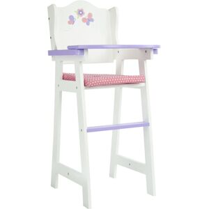 Teamson Kids - Olivia's Little World Wooden Baby Doll High Chair with Cushion, White/Purple