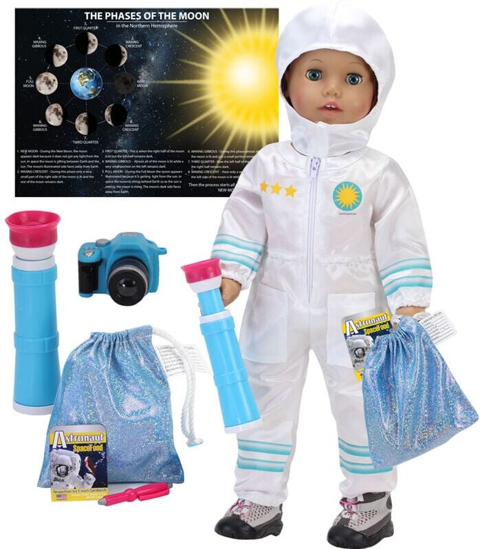 Teamson Kids - Sophia's by 8 Piece Smithsonian Astronaut Accessories for 18' Dolls, Multicolor