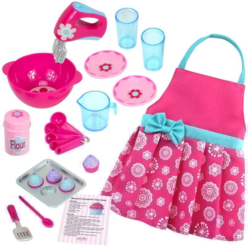 Teamson Kids - Sophia's by Baking Accessories and Apron Set for 18' Dolls, Pink