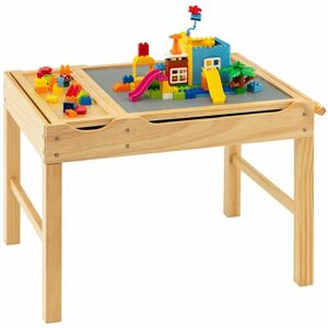 COSTWAY 2-in-1 Kids Activity Table Wooden Children Activity Table w/ Reversible Tabletop