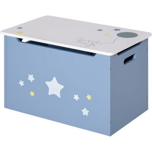 Homcom - Kids Wooden Toy Box Children Storage Chest Organiser Side Handle Blue - Blue, White