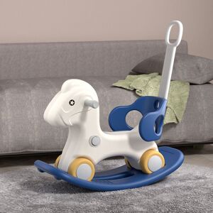 Livingandhome - Blue Kids 2 in 1 Plastic Ride On Rocking Horse