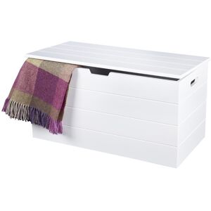 ELEGANT BRANDS White Seaton Storage Chest with Soft Close Hinges // Scandinavian-inspired Ottoman for Bathroom, Bedroom, Hallway Storage