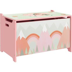 Toy Box, Kids Toy Chest with Lid, Safety Hinge, Cute Design Pink - Pink - Zonekiz