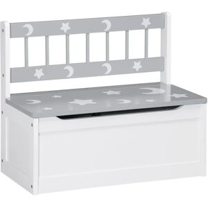 2 In 1 Wooden Kids Storage Bench, Toy Box w/ Safety Rod - Grey - Grey - Zonekiz