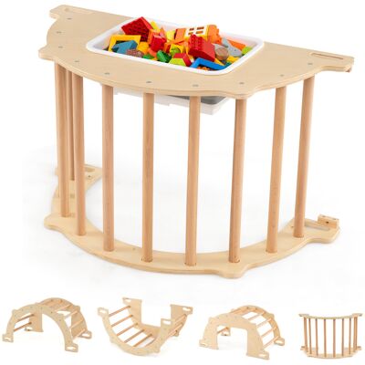 Costway Kids Montessori Wooden Climber Toy Climbing Arch Sensory Table-natural Costway Kids Montessori Wooden Climber Toy Climbing Arch Sensory Table-natural
