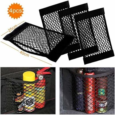 OEM Car Trunk Storage Net – 4 Pieces 40 X 25 Cm, Luggage Organizer With Elastic Bands And Magic Adhesive OEM Car Trunk Storage Net – 4 Pieces 40 X 25 Cm, Luggage Organizer With Elastic Bands And Magic Adhesive