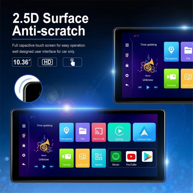 Tlily - 10.36inch Android Car Monitor 4+64G wifi Multimedia Player Wireless Carplay Auto gps Navigation aux/fm Audio