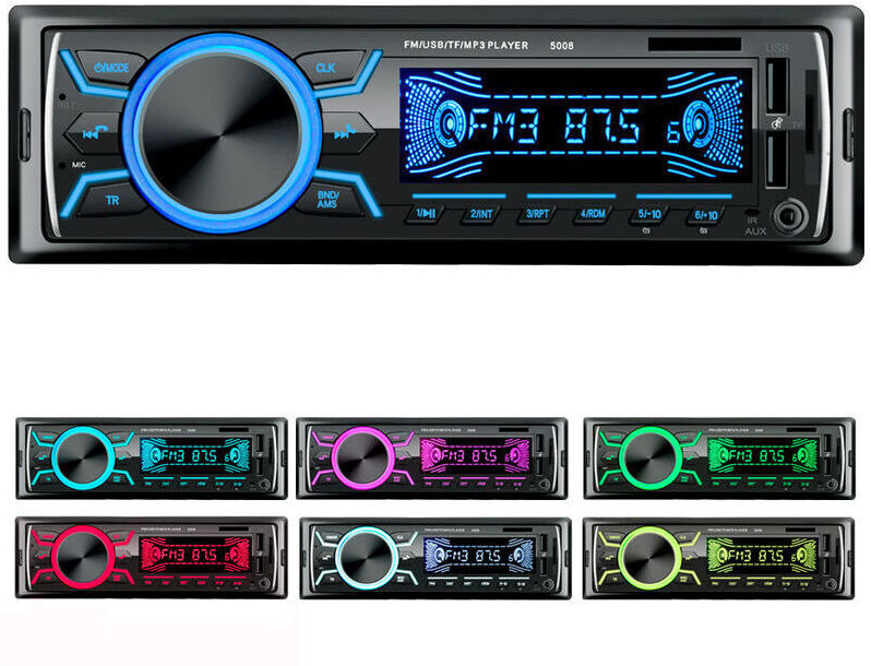 Gotrays - Bluetooth Car Radio, 1Din Car Radio, 4x60W Car Radio 7 Colors fm Stereo Radio USB/SD/AUX/EQ/MP3 Player Pioneer Car Radio