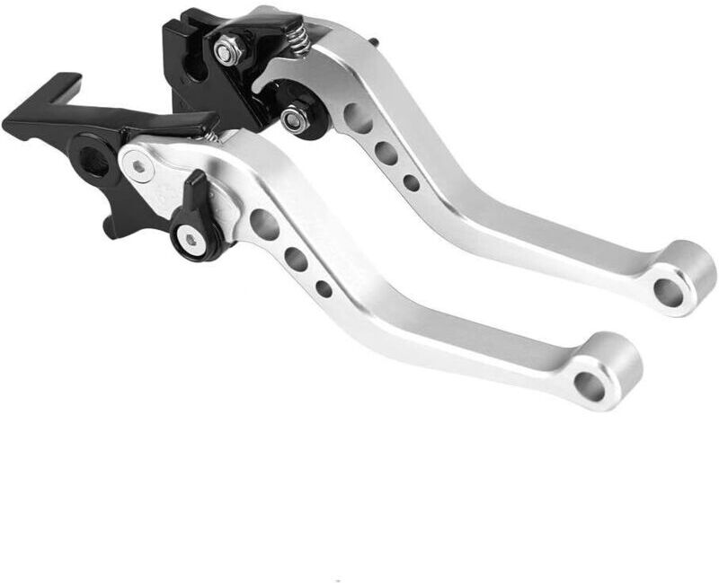 BEIJIYI Pair 22mm 7/8" Motorcycle Brake Lever Universal CNC Aluminum Motorcycle Clutch Drum Brake Lever (Silver White)
