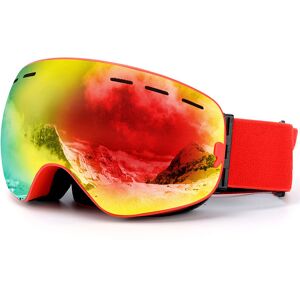 Groofoo - Ski Snowboard Goggles for Men Women Double Layer Spherical Lens otg Anti-fog Windproof UV400 Protection Ski Sunglasses eva Goggle Case (Red)