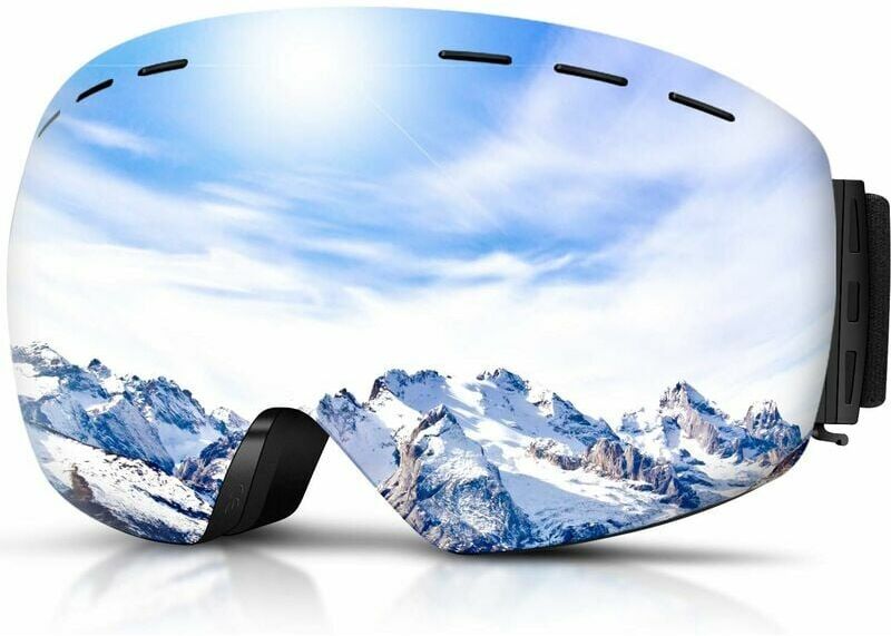 HOOPZI Ski goggles, Mens Women Skiing goggles Adults Over Glasses otg Anti-fog co.ukameless For Snowboard Jet Snow, uv Protection Sunglasses