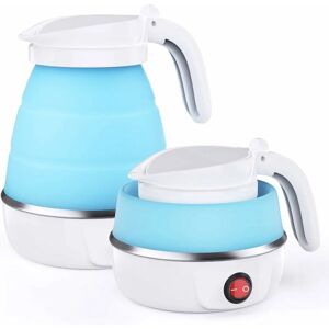 Foldable Electric Kettle 600ML Portable Travel Kettle Food Grade Silicone Blue - Blue - Norcks