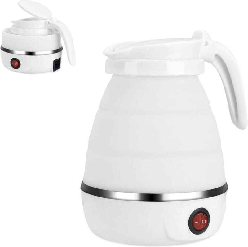 TINOR 0.6L Foldable Electric Kettle, Mini Silicone Collapsible Kettle with Stainless Steel Bottom, Foldable Electric Travel Kettle for Outdoor Hiking