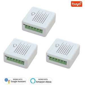 Woosien - 3pcs 16A tuya wifi mini diy smart switch led light smart life push module support 2 way voice relay timer work with google home alexa