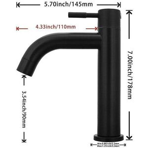 Woosien - 1Pc basin faucet 304 stainless steel silver single cold sink faucet bathroom counter basin faucet bath tools part Black s