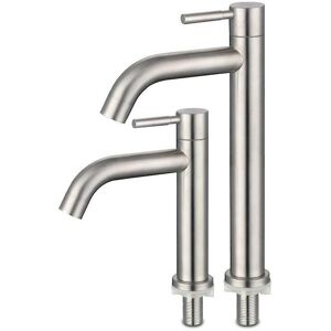 WOOSIEN 1Pc basin faucet 304 stainless steel silver single cold sink faucet bathroom counter basin faucet bath tools part Sliver s