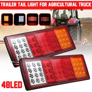 Drillpro - 2PCS 24V 48led Rear Tail Light Turn Signal Brake Reverse Lamp For Trailer Truck Lorry lbtn