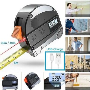 Woosien - 30/40M laser measuring tape retractable digital electronic roulette stainless tape measure multi angle measuring tool dropship 30m