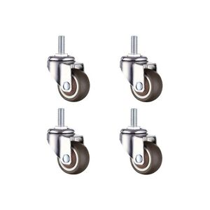 Woosien - 4Pcs furniture caster wheels no noise swivel soft rubber rollers with thread stem for office chair cart trolley workbench 1inch No brake
