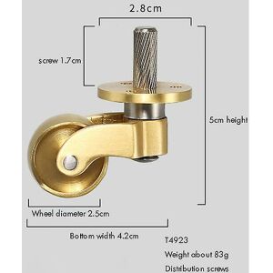 WOOSIEN 4Pcs/lot universal caster wheels 360 degree rotation round/ square cup brass heavy wheel hardware movable for furniture cabinet a