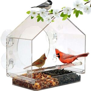 Woosien - Acrylic anti-squirrel transparent window bird feeder with powerful suction cup and detachable sliding tray