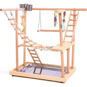 Woosien - Bird perches nest play stand gym parrot playpen playstand swing bridge wood climb ladders wooden conures parakeet macaw african