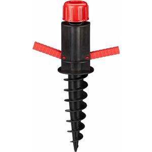 Tinor - Black Foot, Parasol holder, Screw bracket, Ground socket, Diameters 19-32 mm, Camping, Beach, red