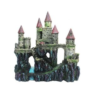 WOOSIEN Castle aquarium decoration hand painted with realistic details 9.8 inches high fish tank ornaments small fish shelters A