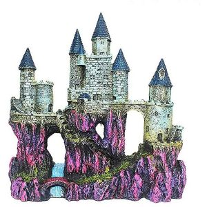 WOOSIEN Castle aquarium decoration hand painted with realistic details 9.8 inches high fish tank ornaments small fish shelters b