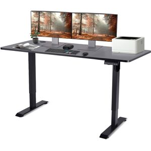 Devoko - 160CM Height Adjustable Standing Desk with Electric Motor, Computer desk, Intelligent Memory Height, Collision Protection,Black/Black