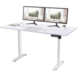 Devoko - 160CM Height Adjustable Standing Desk with Electric Motor, Computer desk, Intelligent Memory Height, Collision Protection,White/White