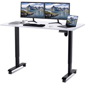 Devoko - 160CM Height Adjustable Standing Desk with Electric Motor, Computer desk, Intelligent Memory Height, Collision Protection,Black/White with