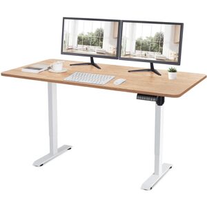 DEVOKO 160CM Height Adjustable Standing Desk with Electric Motor, Computer desk, Intelligent Memory Height, Collision Protection,White/Beige