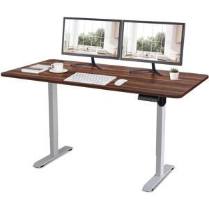 Devoko - 160CM Height Adjustable Standing Desk with Electric Motor, Computer desk, Intelligent Memory Height, Collision Protection,White/Brown