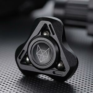 WOOSIEN Fox fidget spinner edc metal stress reliever toys triangular aluminum alloy hand spinner relieve anxiety decompression toys Black