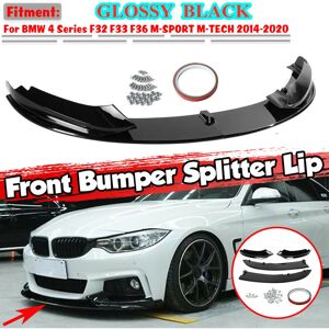 DRILLPRO Front Bumper Lip Spiltter For BMW F32 F33 F36 4 Series M Sport 14-20 Gloss Black LBTN