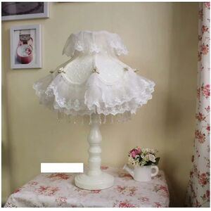 WOOSIEN Girls bedroom table lamp white pink blue princess lace lampshade wood desk lighting bedside lamp book reading table lamp d94 c