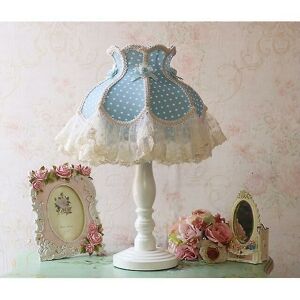 WOOSIEN Girls bedroom table lamp white pink blue princess lace lampshade wood desk lighting bedside lamp book reading table lamp d94 e