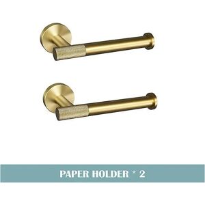 Woosien - Golden towel rack towel bar ring brushed gold hardware set robe coat hook toilet tissue paper holder bathroom accessories kit 2 pcs paper