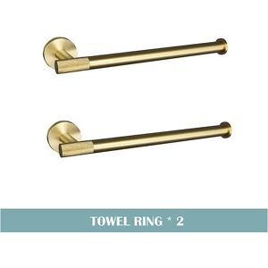 Woosien - Golden towel rack towel bar ring brushed gold hardware set robe coat hook toilet tissue paper holder bathroom accessories kit 2 pcs towel