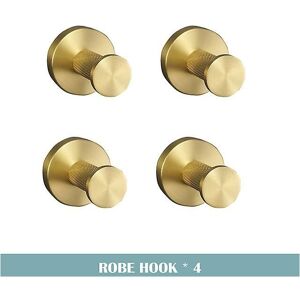 Woosien - Golden towel rack towel bar ring brushed gold hardware set robe coat hook toilet tissue paper holder bathroom accessories kit 4 pcs robe