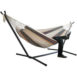 Woosien - Hammocks portable canvas hammock thicken chair swing garden leisure camping stripe hammock double single people with bracket hwc